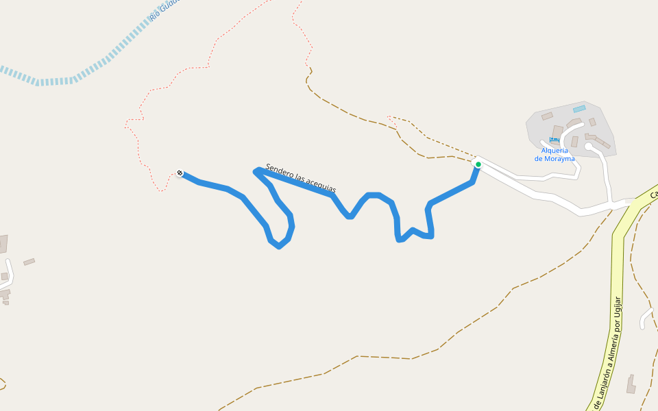 Sendero las acequias walking route map in Cádiar