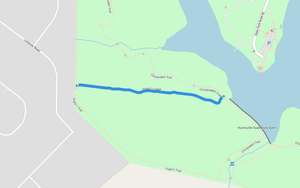 Triple C Cutoff walking route map in New Waverly