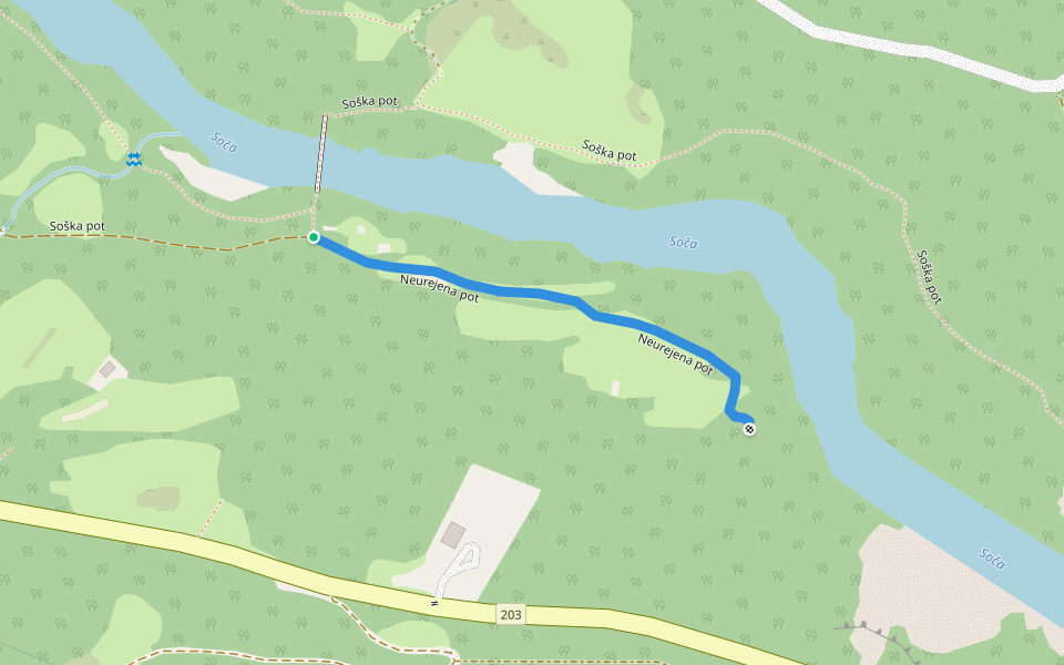 Neurejena pot walking route map in Trnovo ob Soči