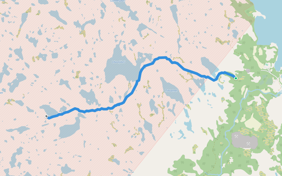 Telegrafdalen-Ketilvarden walking route map in Bjørnevatn