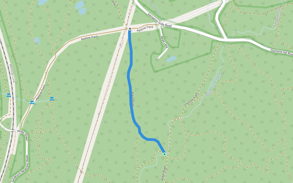 Robie Road walking route map in Kangaroo Flat