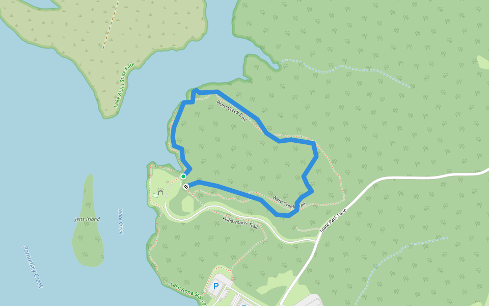 Ware Creek Trail walking route map in Spotsylvania Courthouse