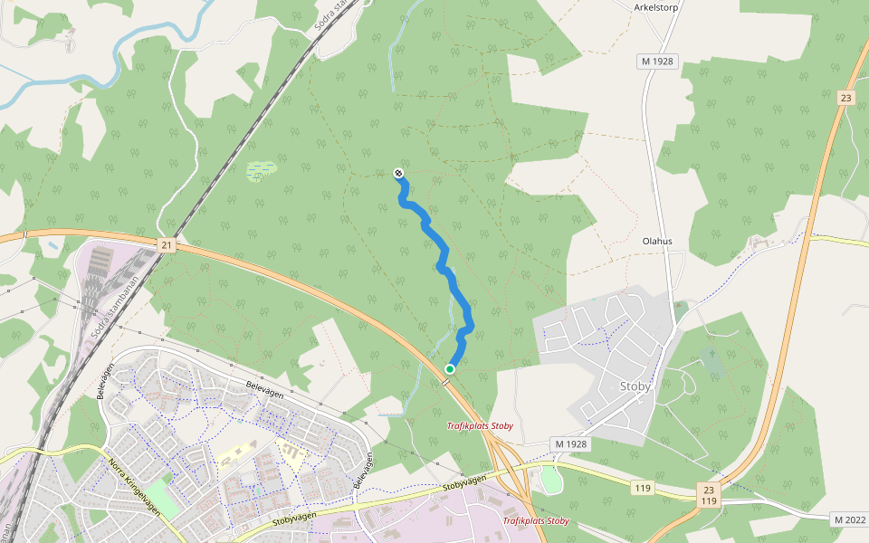 Gula slingan walking route map in Hässleholm