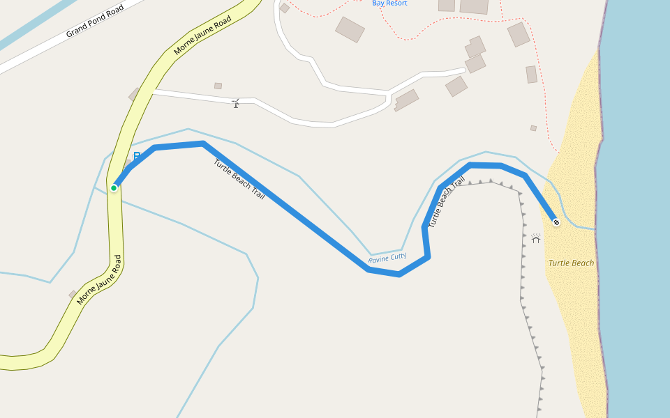 turtle beach trail walking route map in Rosalie