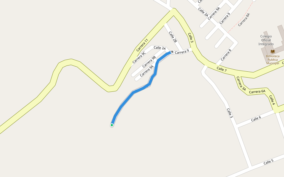 Carrera 9 walking route map in Chinchiná