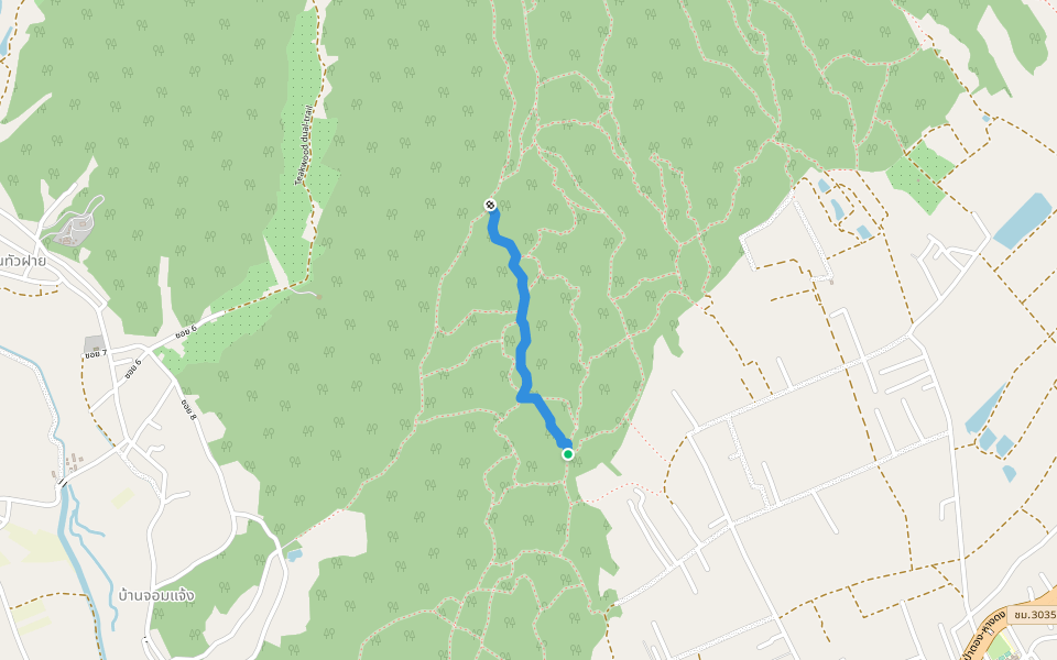 Red trail walking route map in Tambon Nam Bo Luang