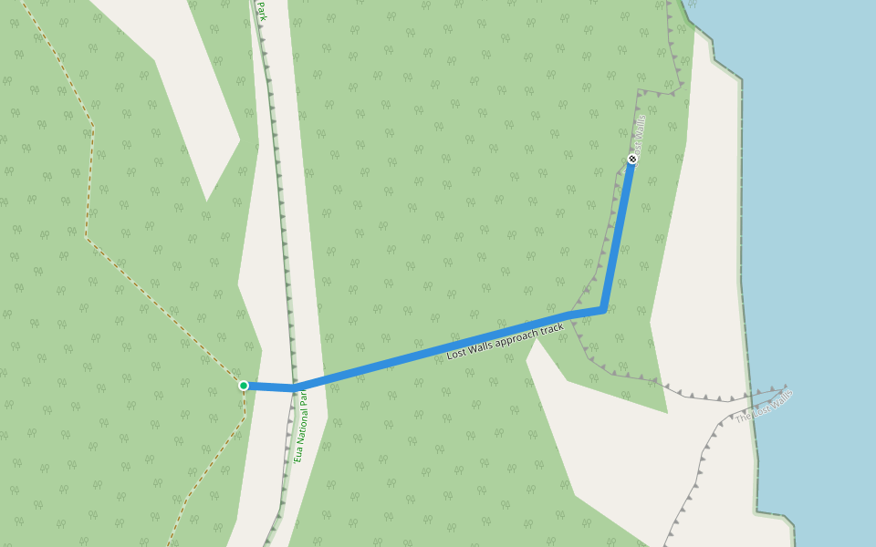 Lost Walls approach track walking route map in Ohonua