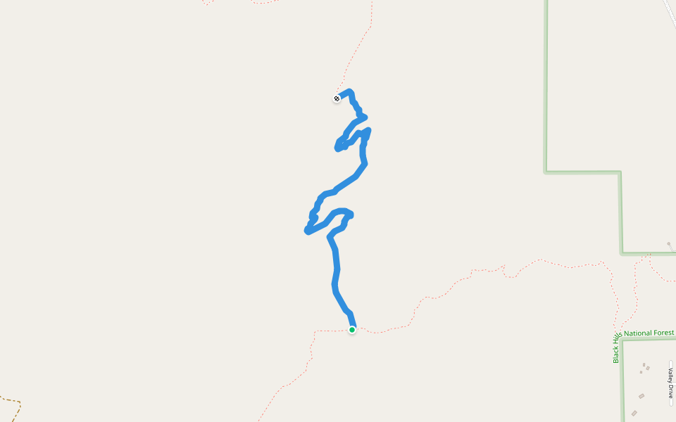 S. F. Tent Canyon Trail walking route map in Sundance