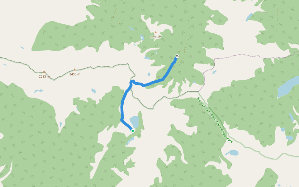 Brimful Lake Trail walking route map in Lytton