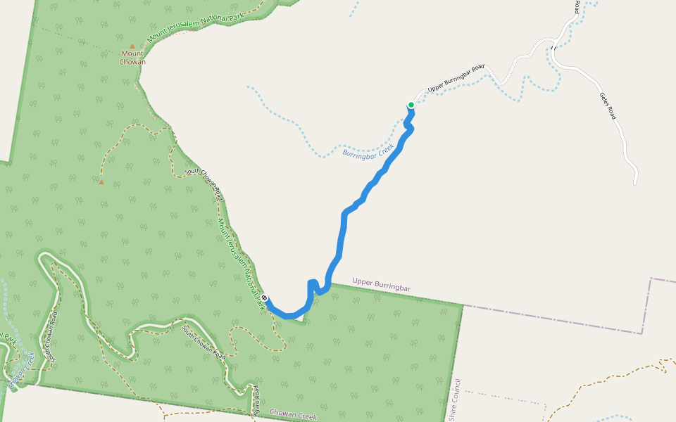 Wallace Trail walking route map in Upper Burringbar