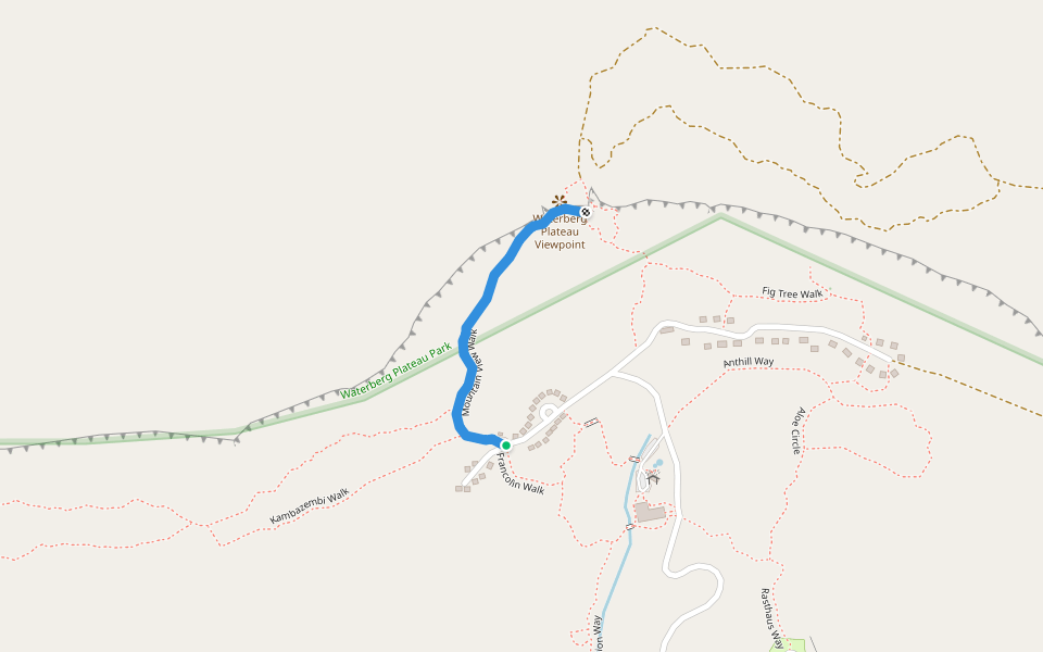 Mountain View Walk walking route map in Waterberg