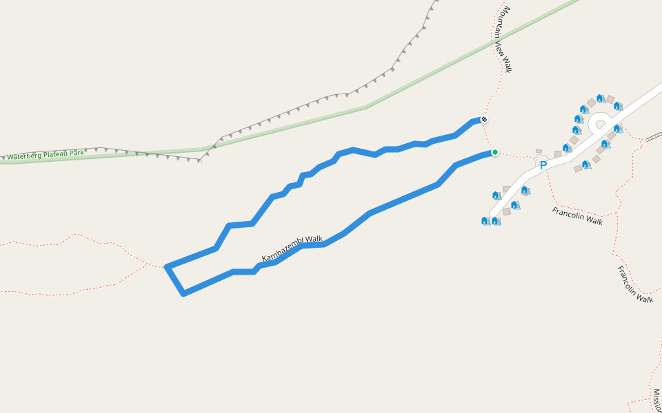 Kambazembi Walk walking route map in Waterberg
