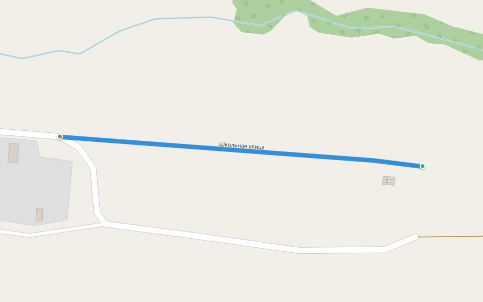 Школьная улица walking route map in Belogorskoe