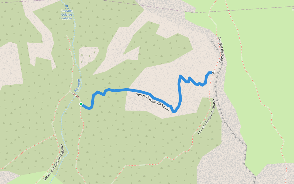 Senda Clavijas de Soaso walking route map in Torla-Ordesa