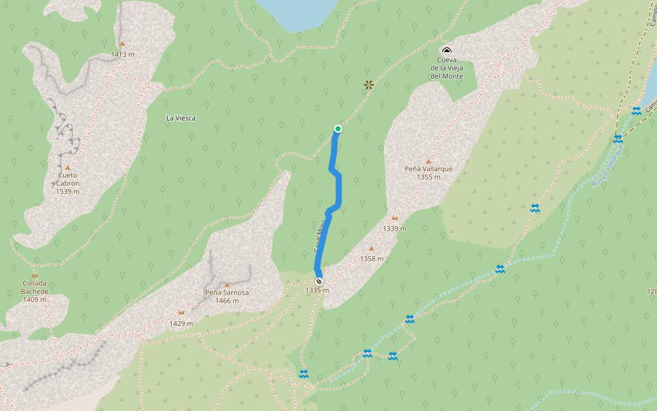 Canal Moro walking route map in Riaño