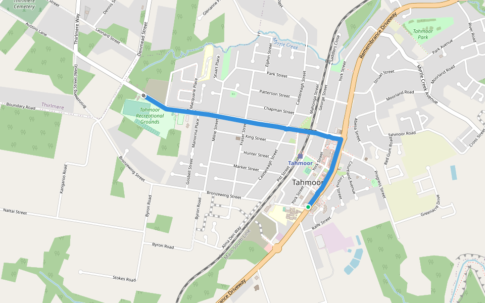 Thirlmere Way Shared Cycleway walking route map in Tahmoor