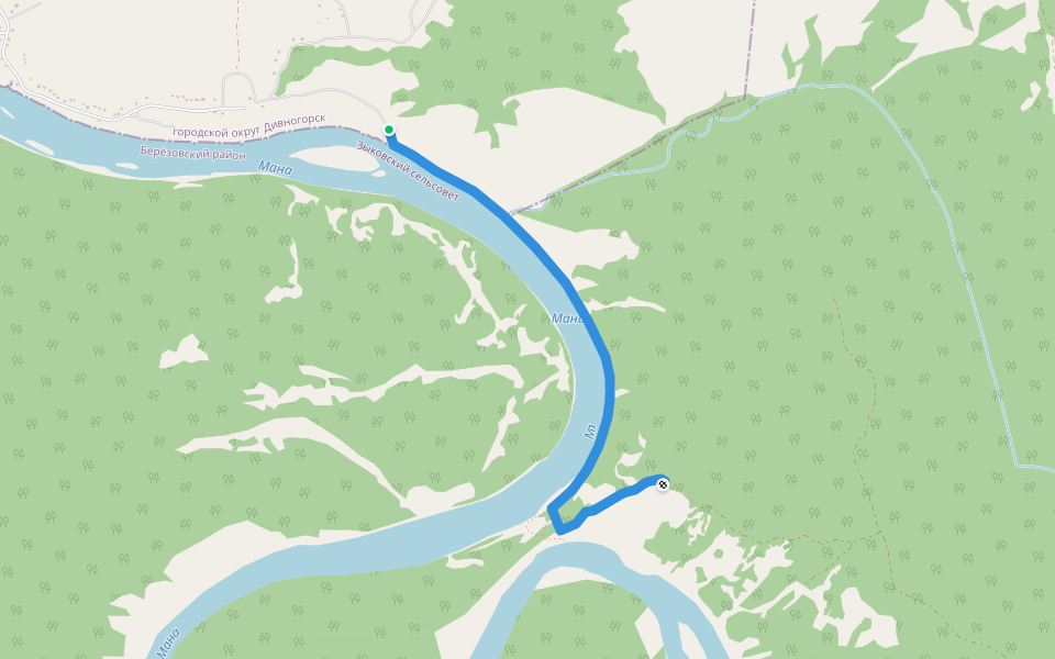 Тропа "Манская Петля" walking route map in Manskii
