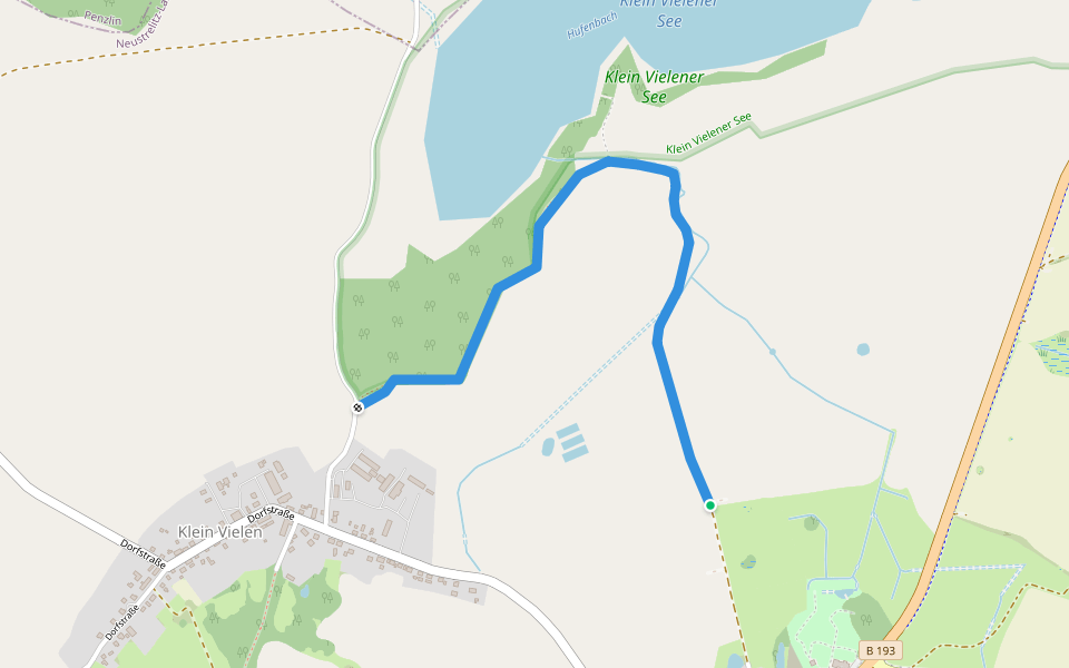 Wanderweg Peckatel-Klein Vielen walking route map in Klein Vielen