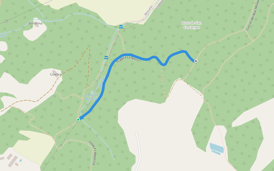 Trialera La Nitris walking route map in Girona