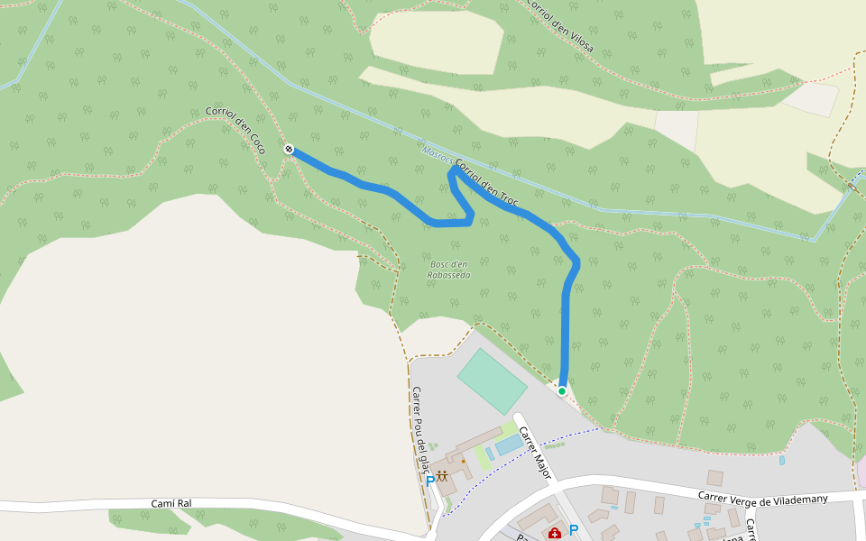 Corriol d'en Troc walking route map in Aiguaviva