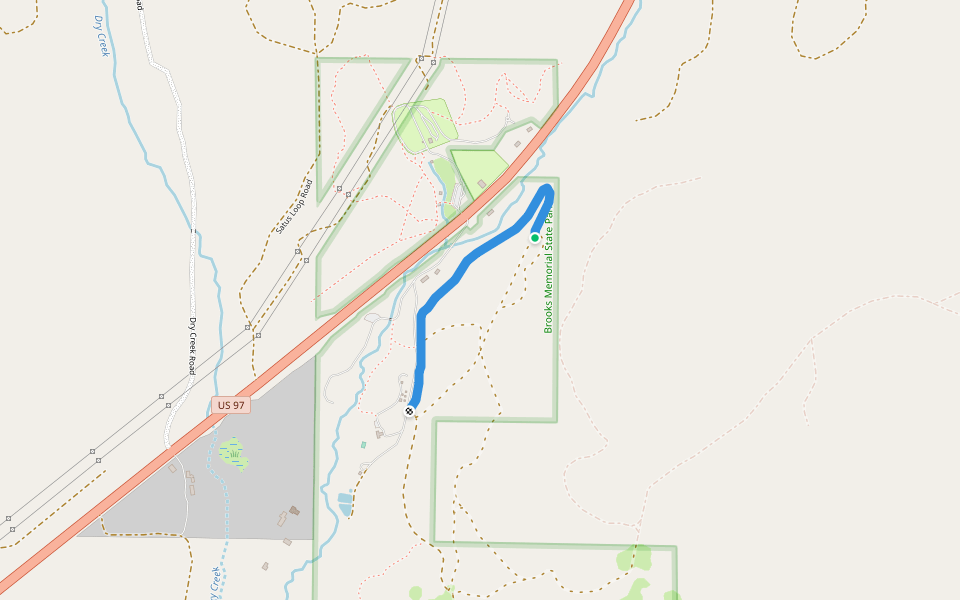 Brooks Nature Trail walking route map in Goldendale