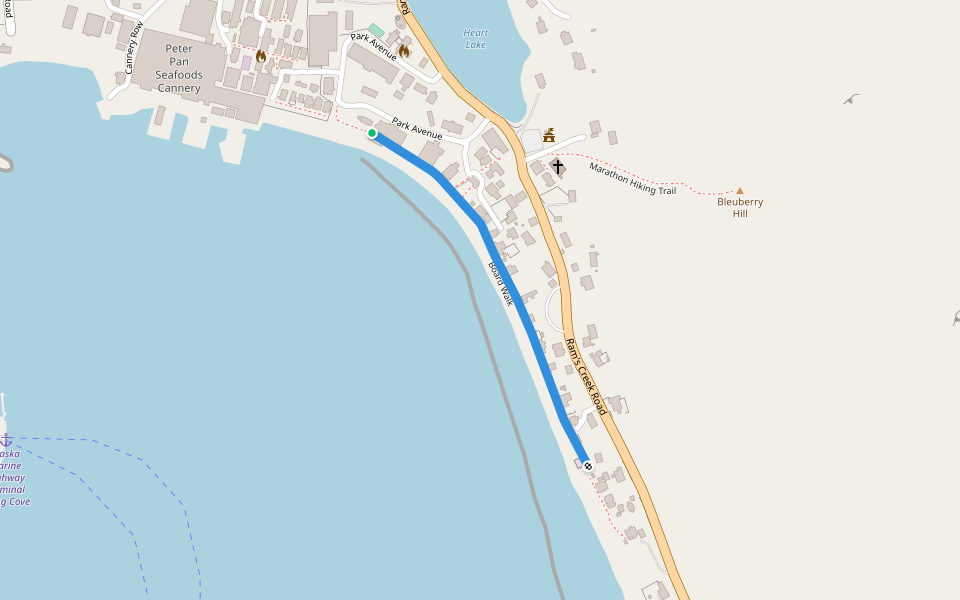 Board Walk walking route map in King Cove