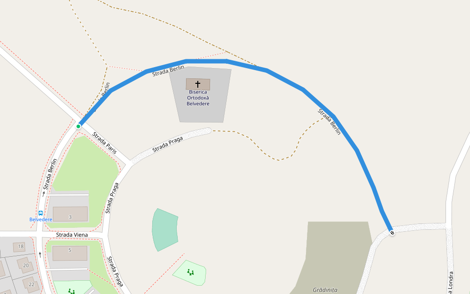 Strada Berlin walking route map in Târgu Mureș