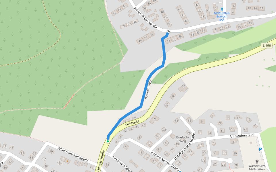 Bueloch-Wegle walking route map in Meßstetten