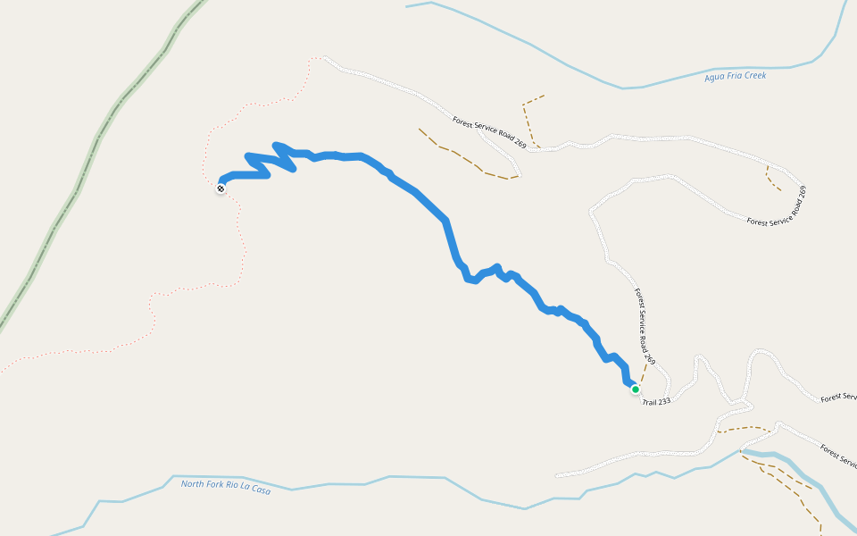 Agua Fria Trail (233) walking route map in Vadito