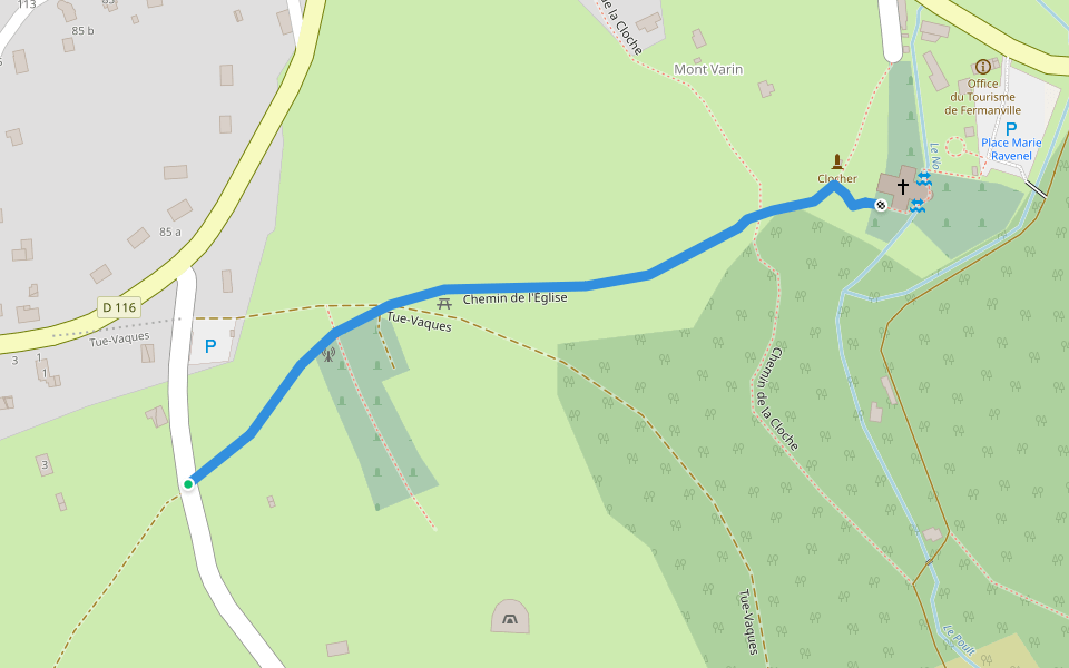 Chemin de l'Église walking route map in Fermanville