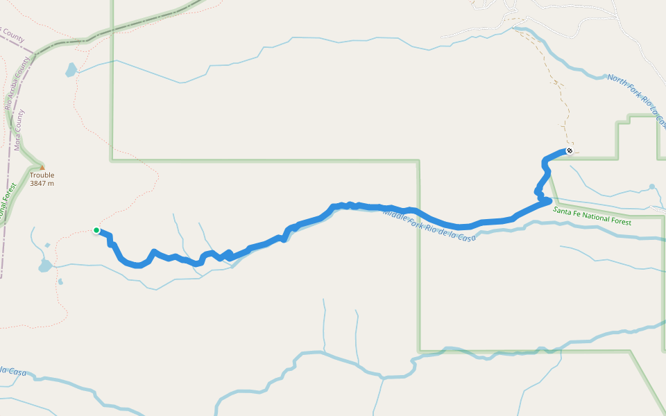 Middle Fork Trail (266) walking route map in Vadito