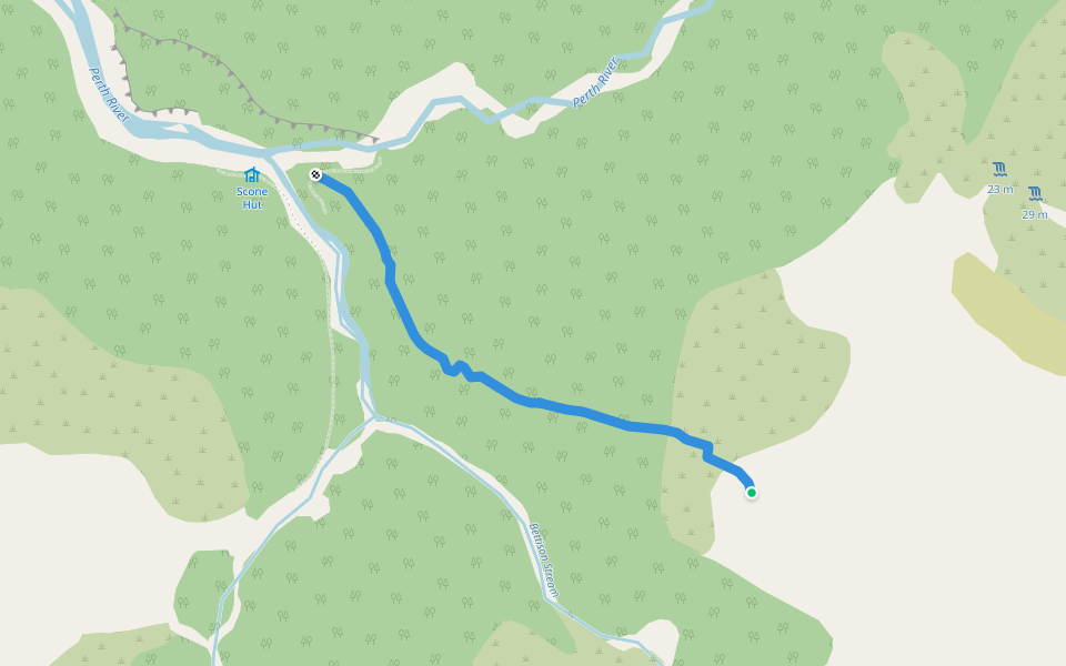 Bettison Route walking route map in Whataroa