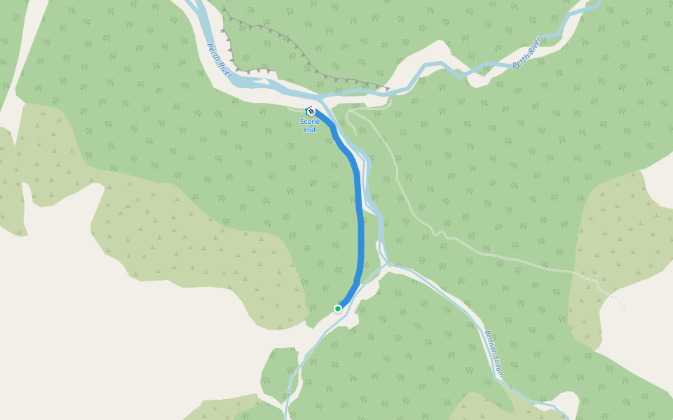 Scone Creek Track walking route map in Whataroa