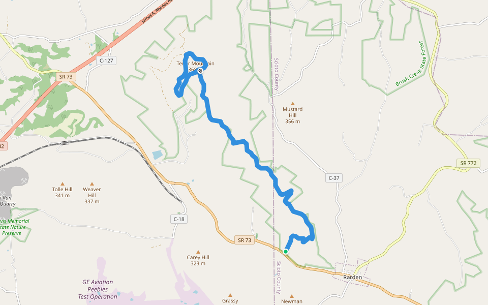 Coffee Hollow walking route map in Peebles