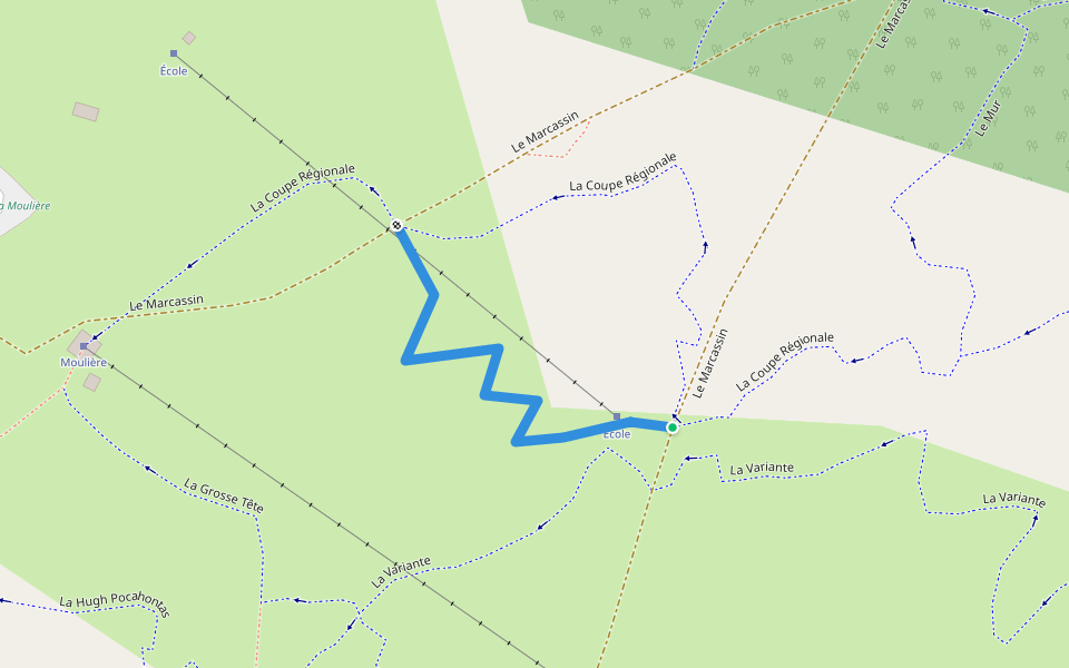 Variante Rouge walking route map in Caille