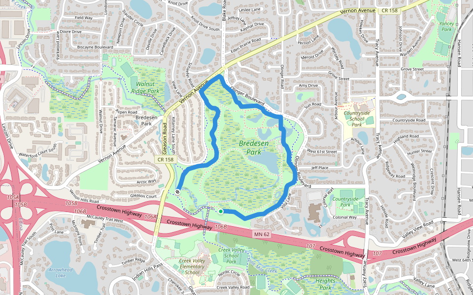Bredesen Park Walking Trail walking route map in Edina