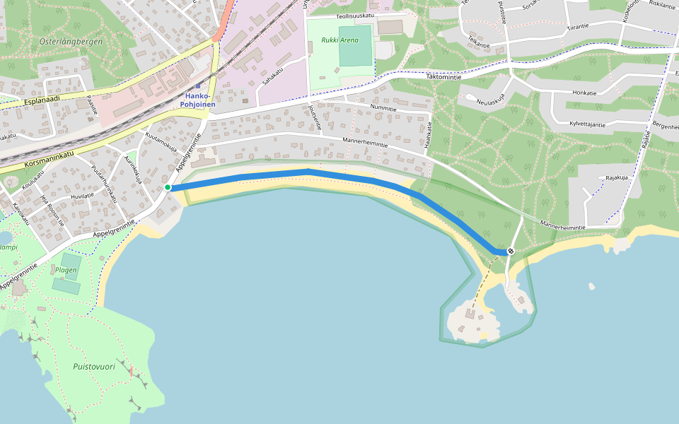 Rakkaudenpolku walking route map in Hanko