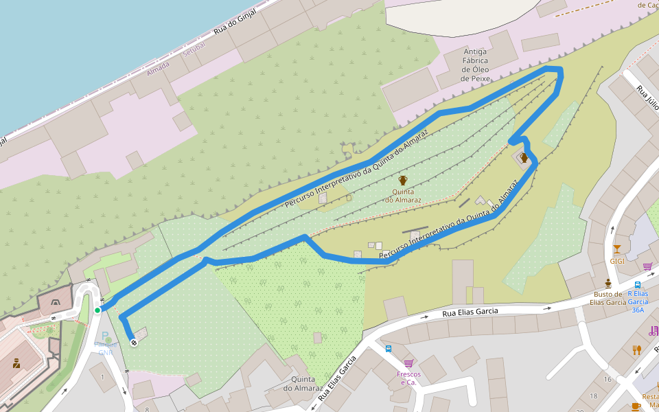 Percurso Interpretativo da Quinta do Almaraz walking route map in Almada
