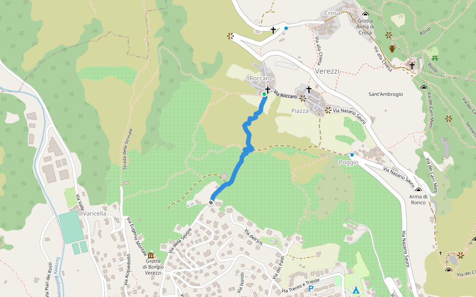 Via Borgio walking route map in Verezzi