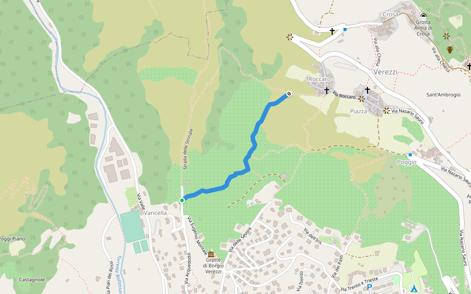 Strada della Varicella walking route map in Borgio