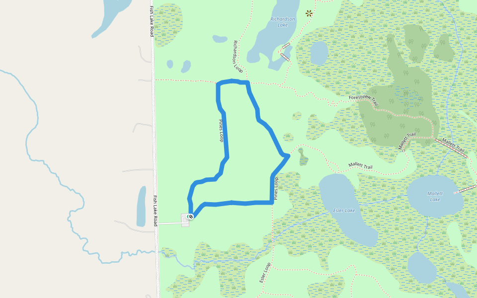 Pines Loop walking route map in Holly