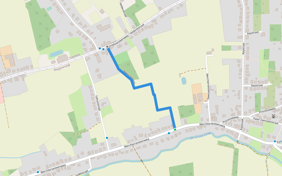 Baelschenweg walking route map in Begijnendijk