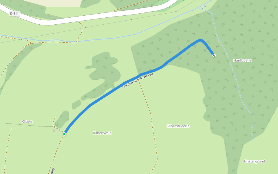 Chemin Hanfbuenweg walking route map in Winkel