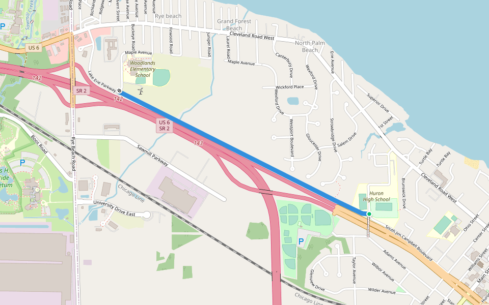 Lake Shore Electric Trail walking route map in Huron