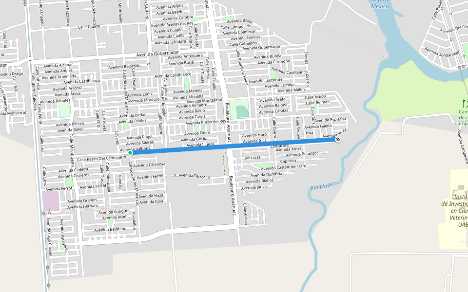 Paseo Centenario walking route map in Mexicali