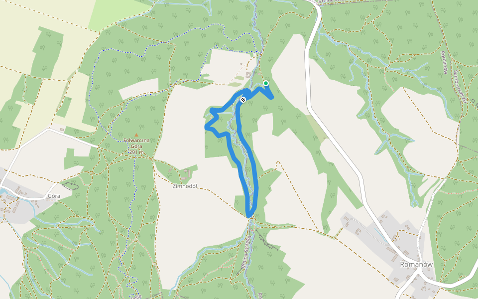 Singiel Pogródki walking route map in Romanów