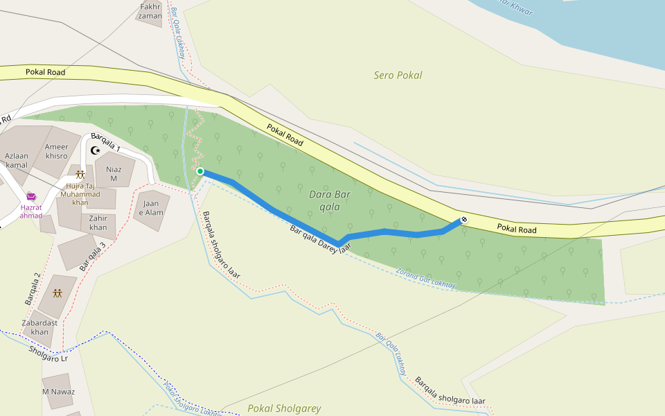 Bar qala Darey laar walking route map in Pokal