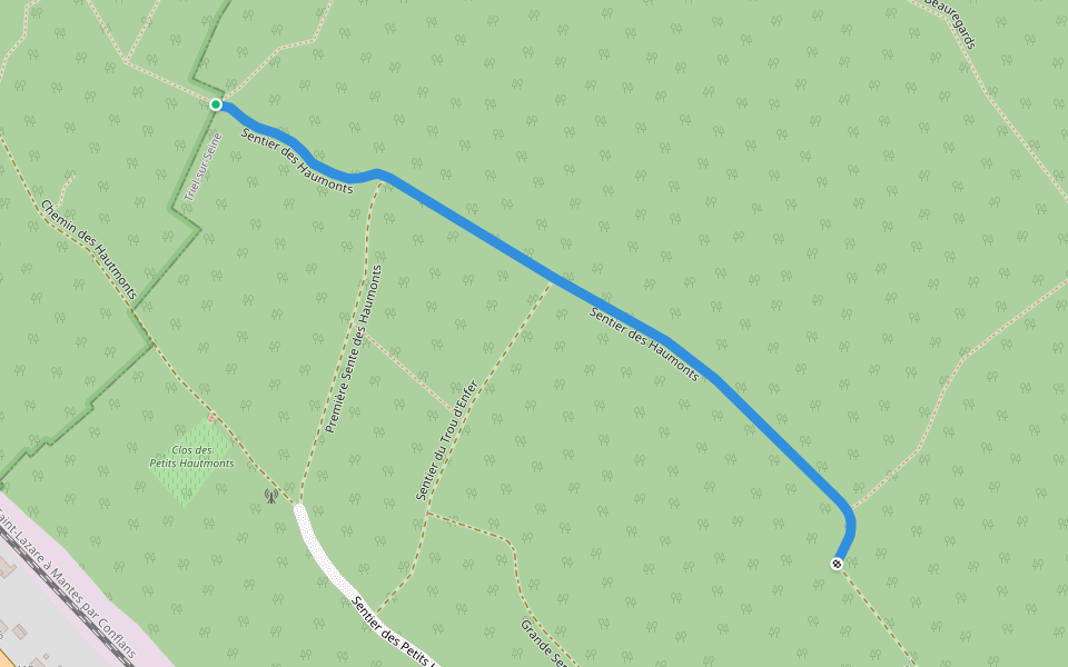 Sentier des Haumonts walking route map in Triel-sur-Seine