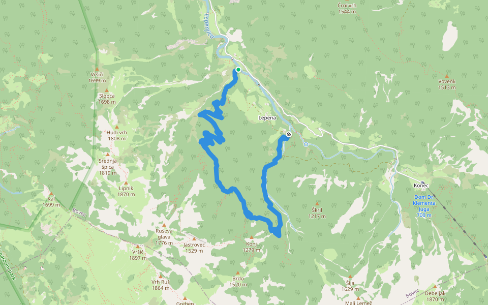 Zagreben Old Military Way walking route map in Lepena