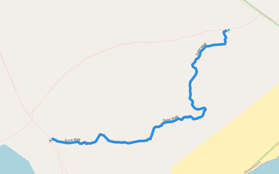 Dune Walk walking route map in Jeffreys Bay